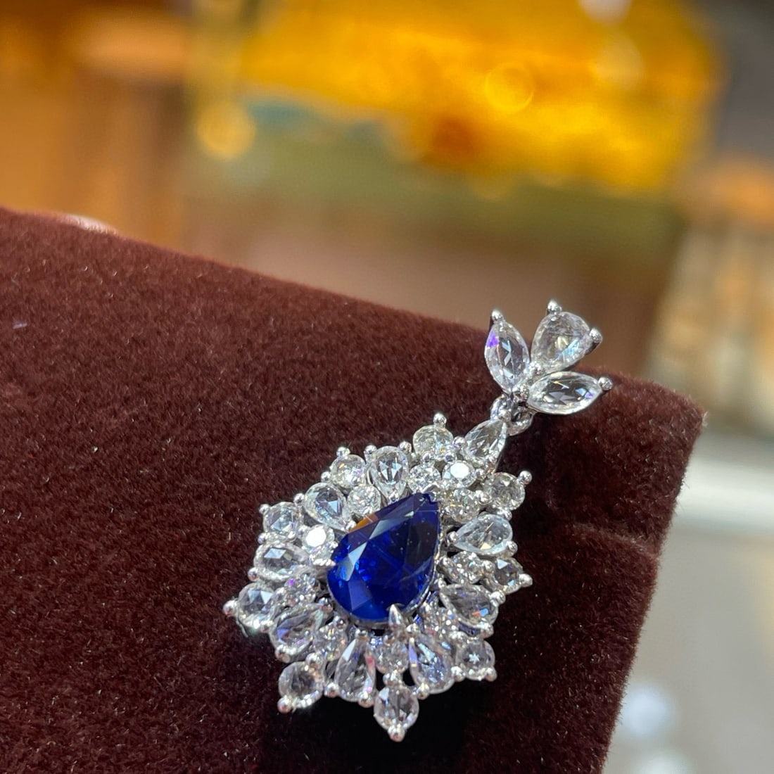 14k Gold 1.15 Ctw Natural Sapphire & Diamond Pendant( Without Chain ) - 2