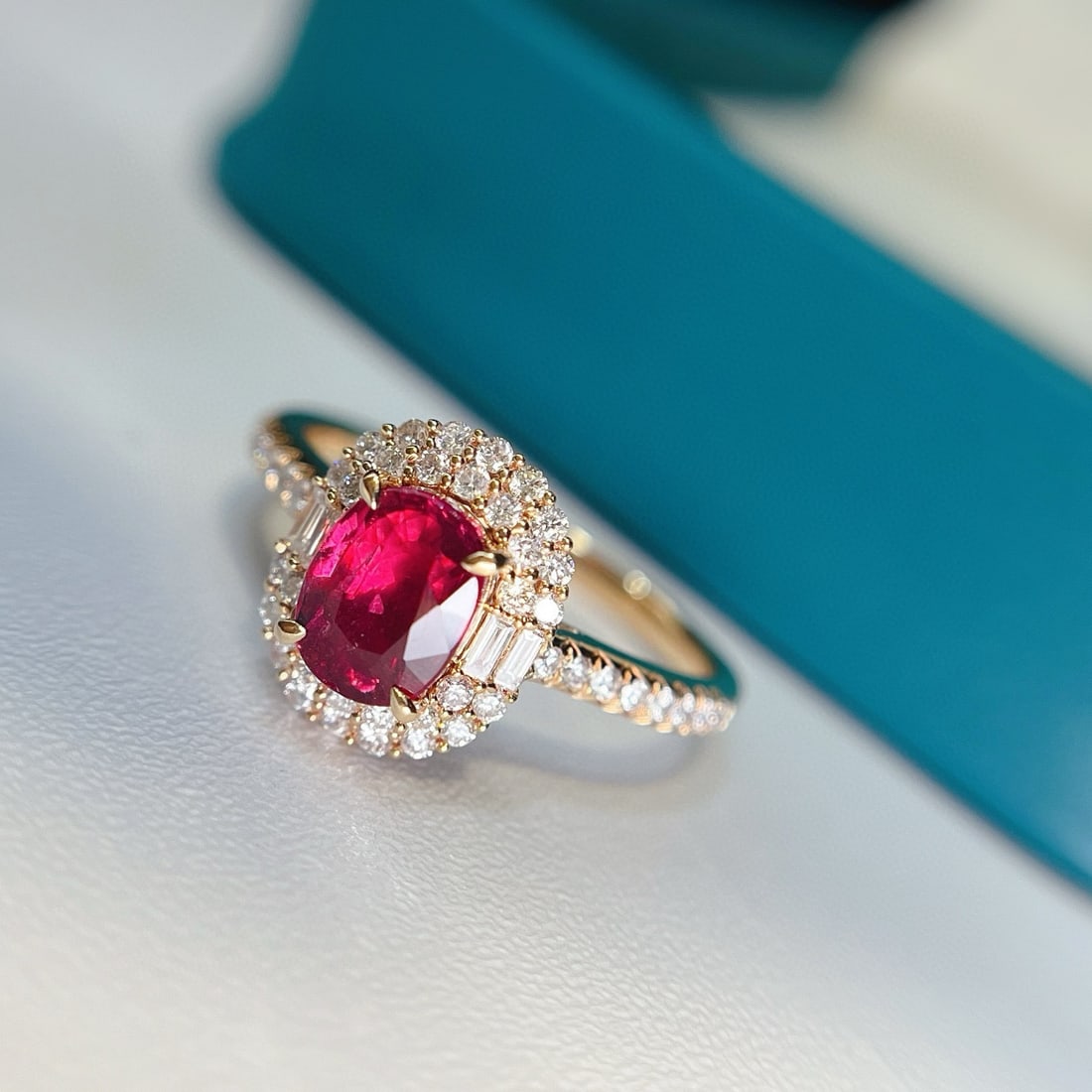 14k Gold 1.15 Ct Natural Ruby & Diamond Ring - 2