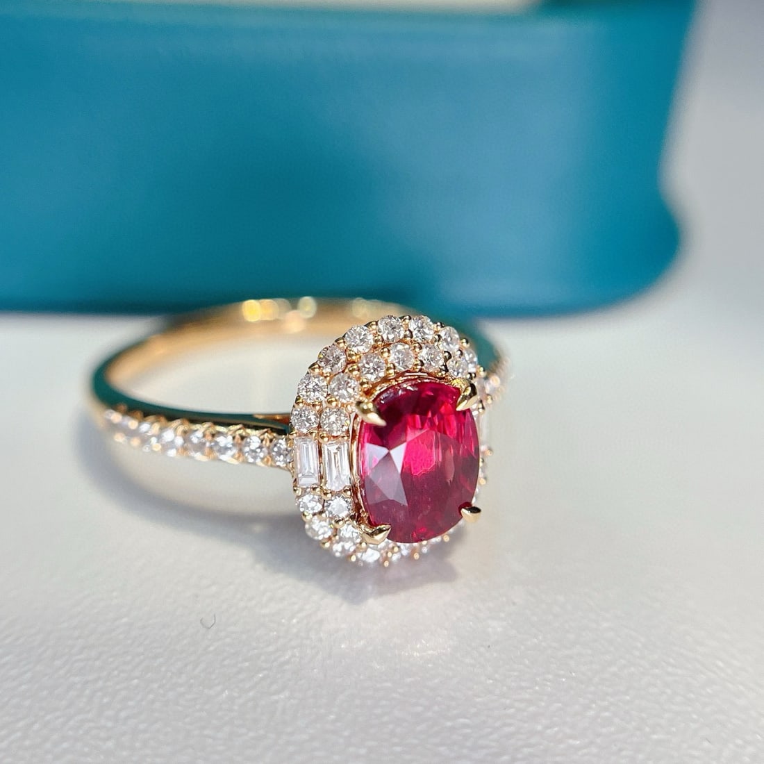 14k Gold 1.15 Ct Natural Ruby & Diamond Ring - 3