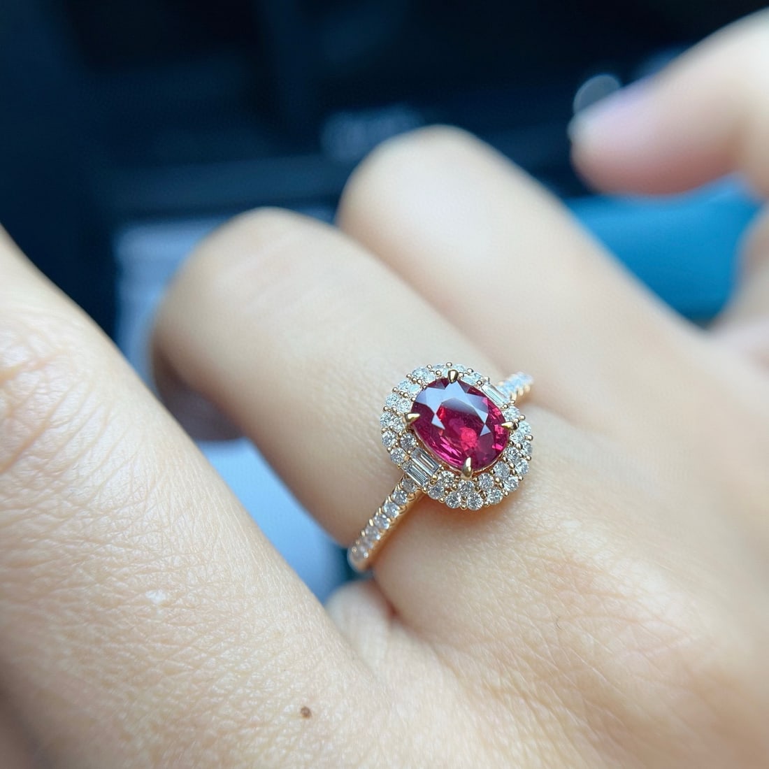 14k Gold 1.15 Ct Natural Ruby & Diamond Ring - 4