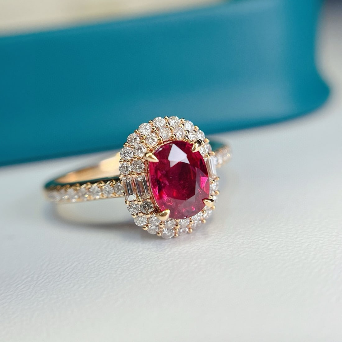 14k Gold 1.15 Ct Natural Ruby & Diamond Ring - 6