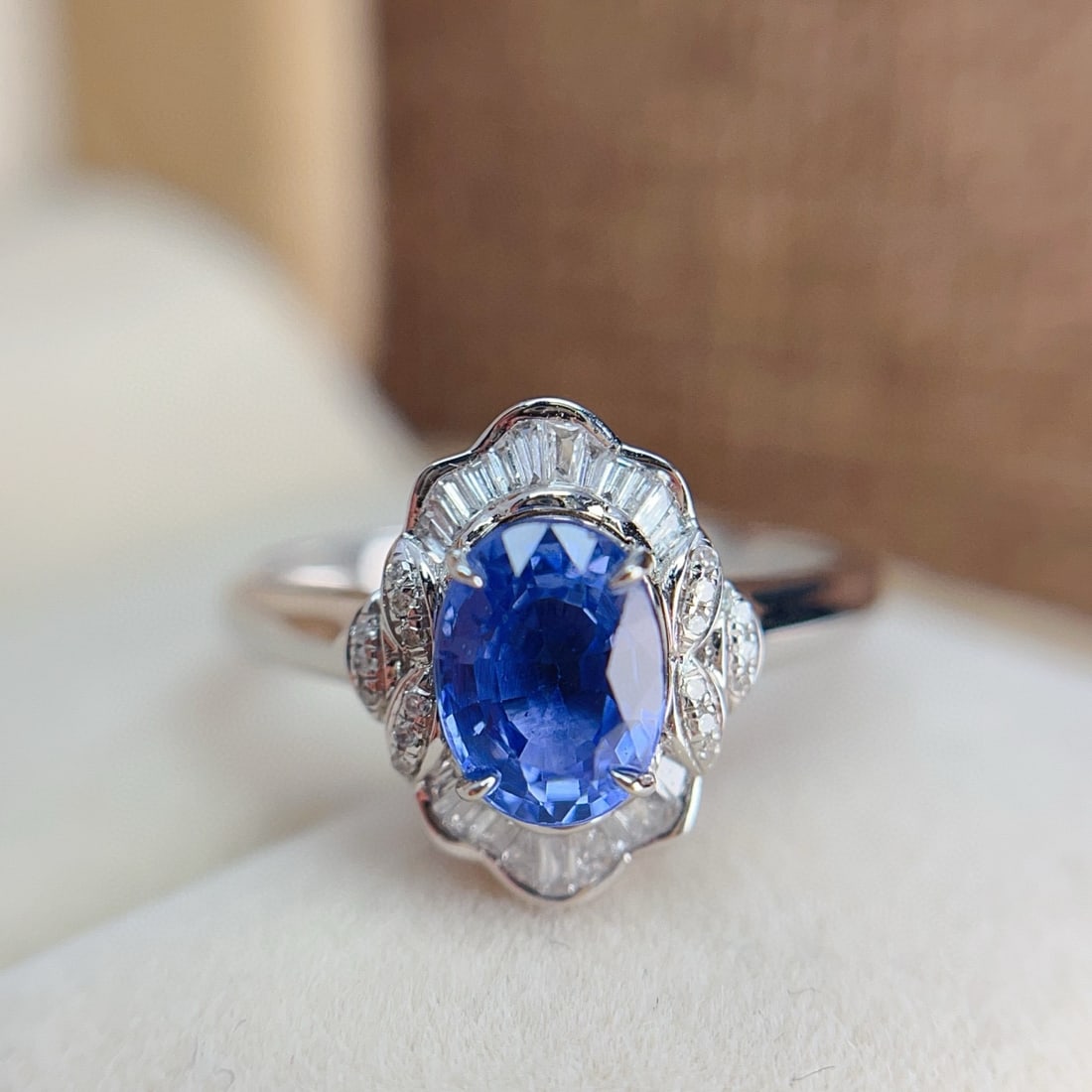 14k Gold 1.20 Ct Natural Sapphire & Diamond Ring - 4