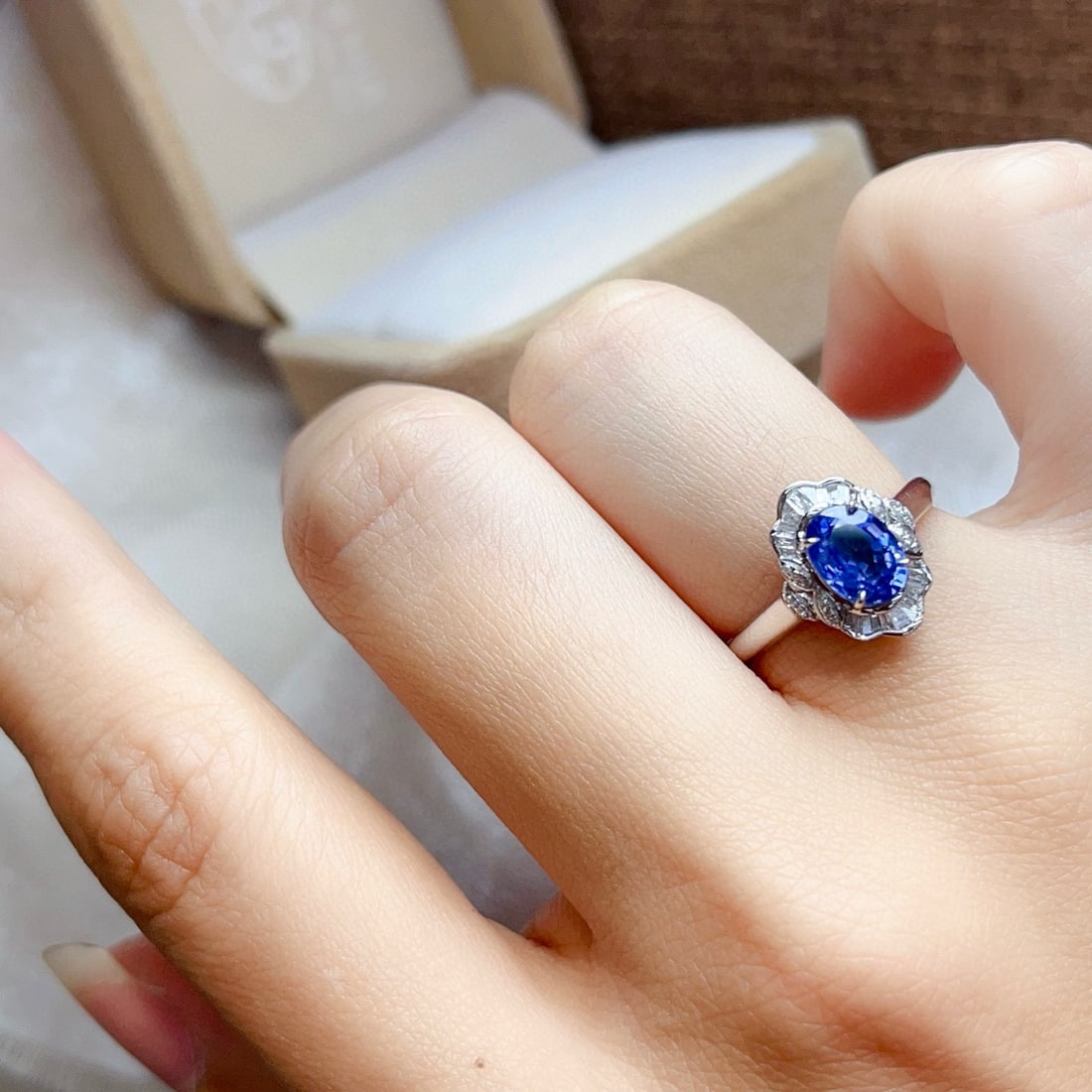 14k Gold 1.20 Ct Natural Sapphire & Diamond Ring - 6