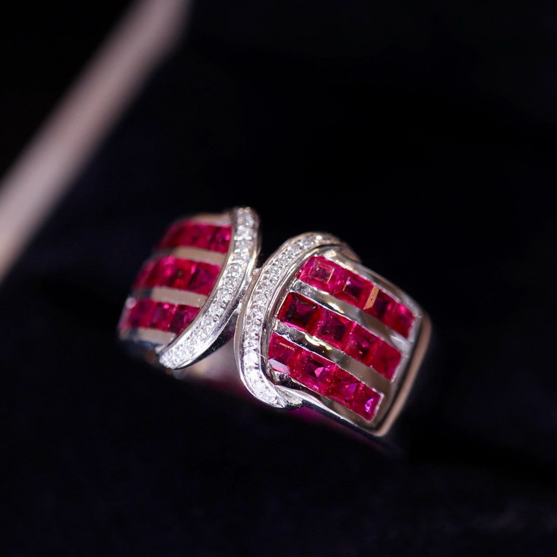 14k Gold 1.26 Ct Natural Ruby & Diamond Ring: Ref:230950189 // gold content:14k gold // ring size:7. 25us // // main gemstone:ruby // shape:square // carat weight:1. 26ct // color:red // treatment:natural // // adjacent gemstone 2 : diamond