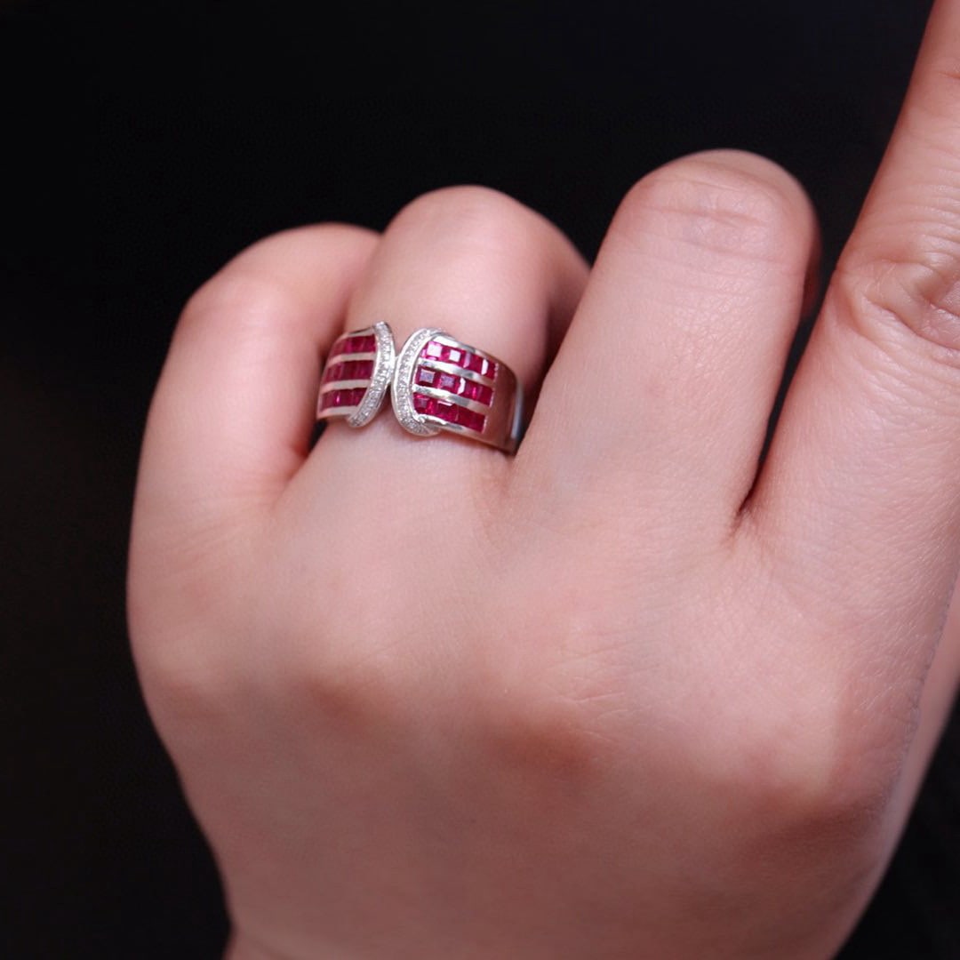 14k Gold 1.26 Ct Natural Ruby & Diamond Ring - 4