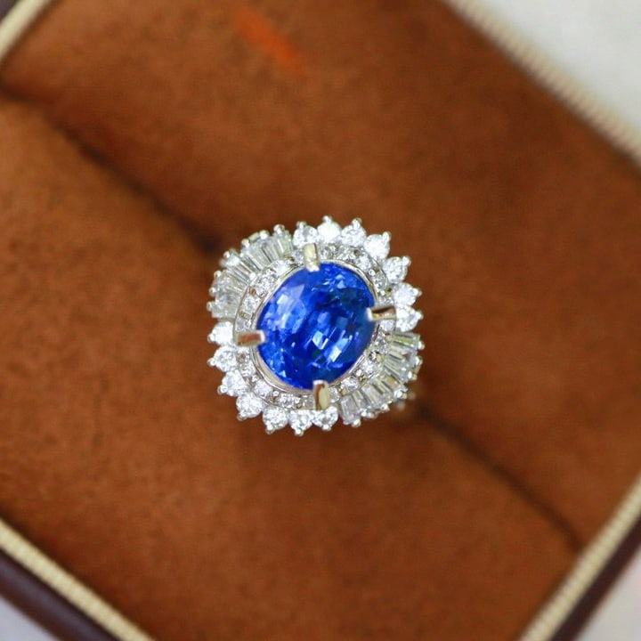 14k Gold 3.18 Ctw Natural Sapphire & Diamond Ring - 3