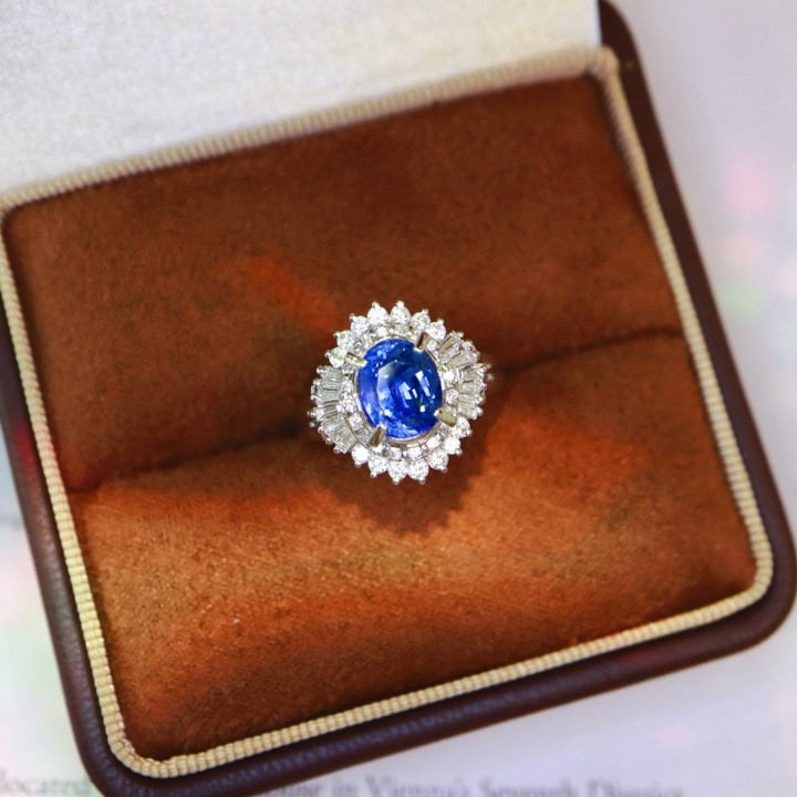 14k Gold 3.18 Ctw Natural Sapphire & Diamond Ring - 6