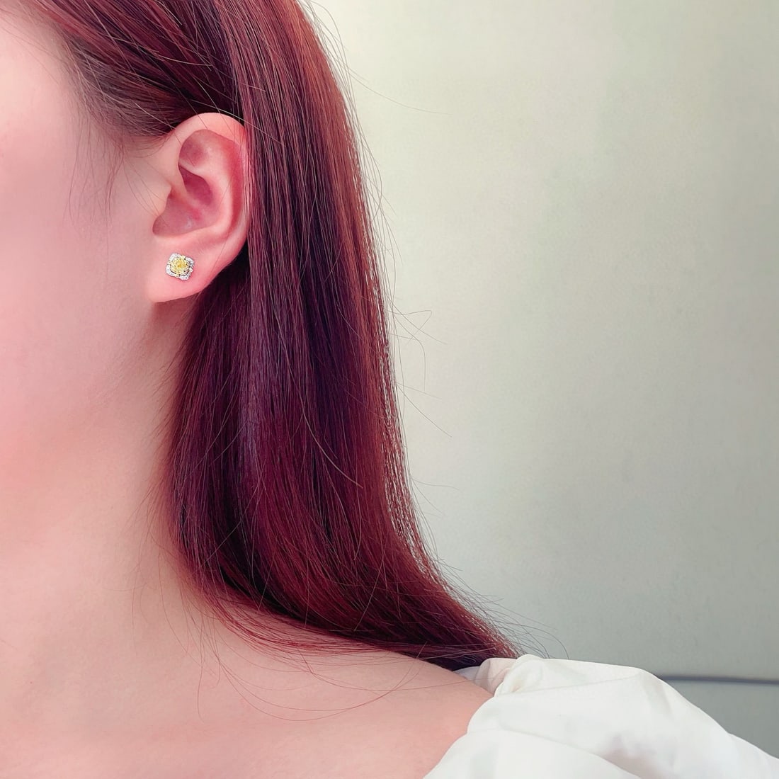 14k Gold 0.52 Ctw Natural Yellow Diamond & Diamond Earrings - 2