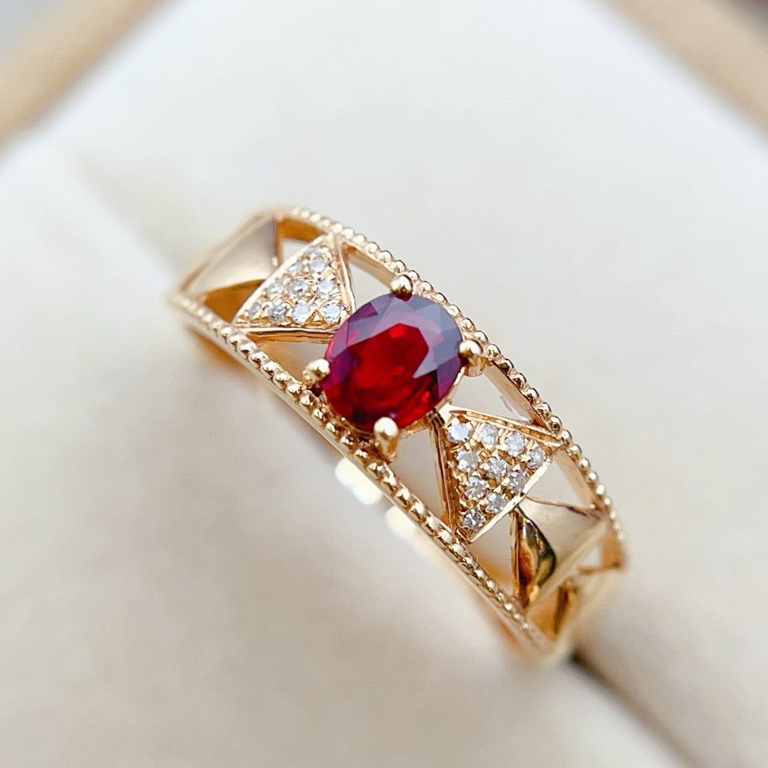 14k Gold 0.50 Ct Natural Ruby & Diamond Ring - 2