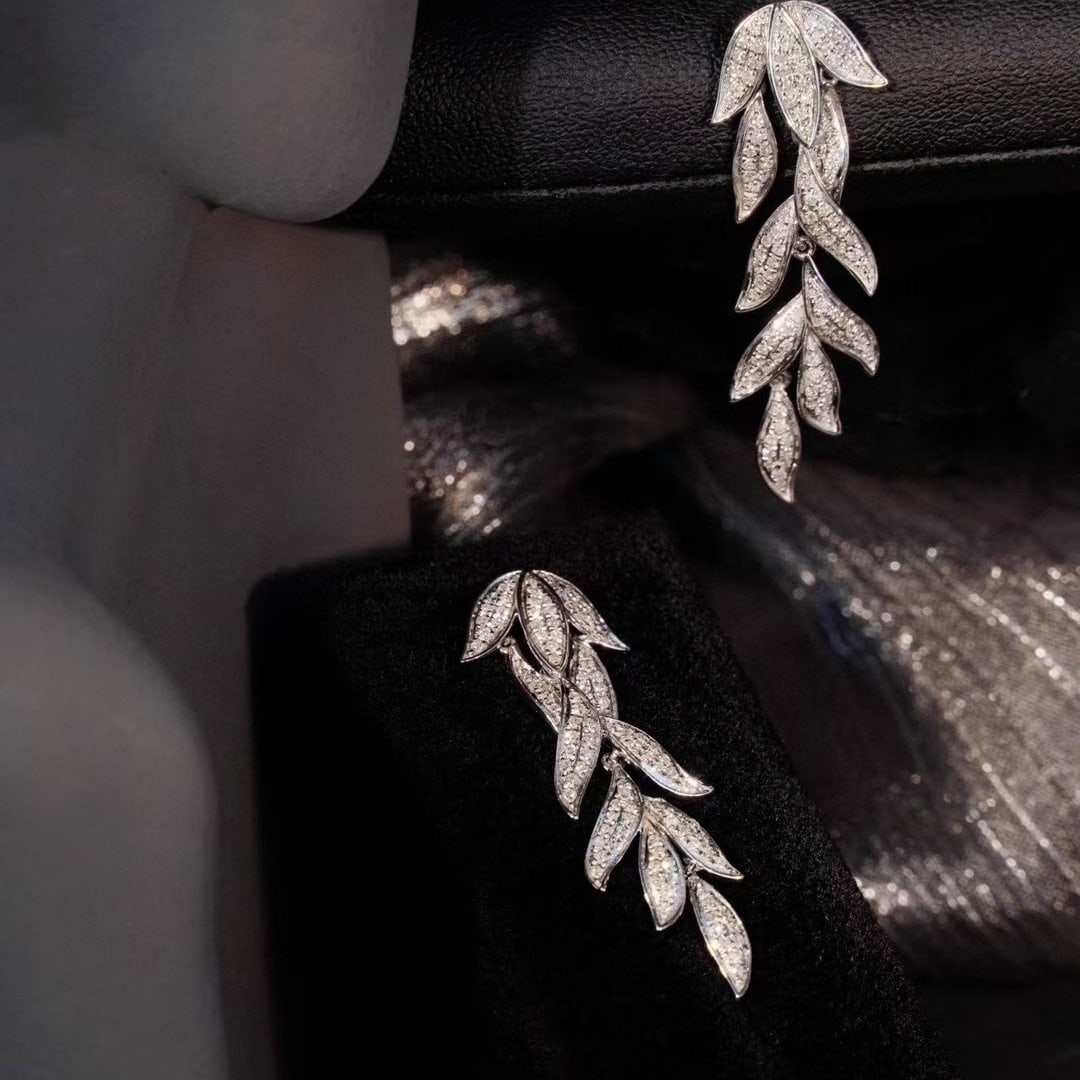 14k Gold 0.96 Ct Natural H Diamond Earrings - 3