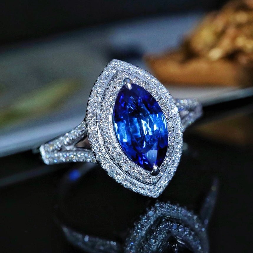 14k Gold 1.51 Ctw Natural Sapphire & Diamond Ring - 4