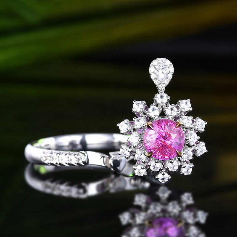 14k Gold 1.61 Ctw Natural Sapphire & Diamond Ring/pendant( Without Chain ) - 5