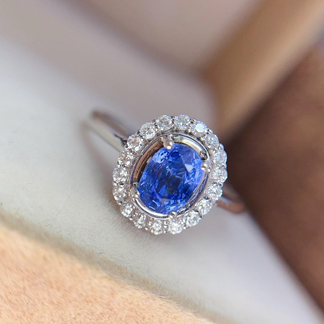 14k Gold 1.10 Ct Natural Sapphire & Diamond Ring - 2