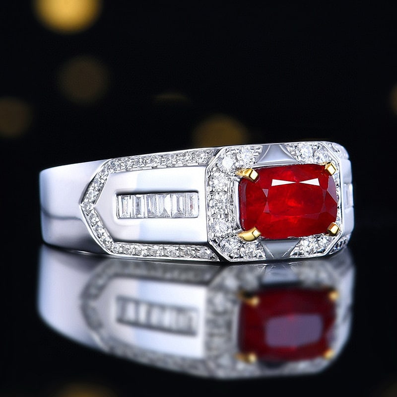 14k Gold 2.38 Ctw Natural Ruby & Diamond & Men¡¯s Ring - 3