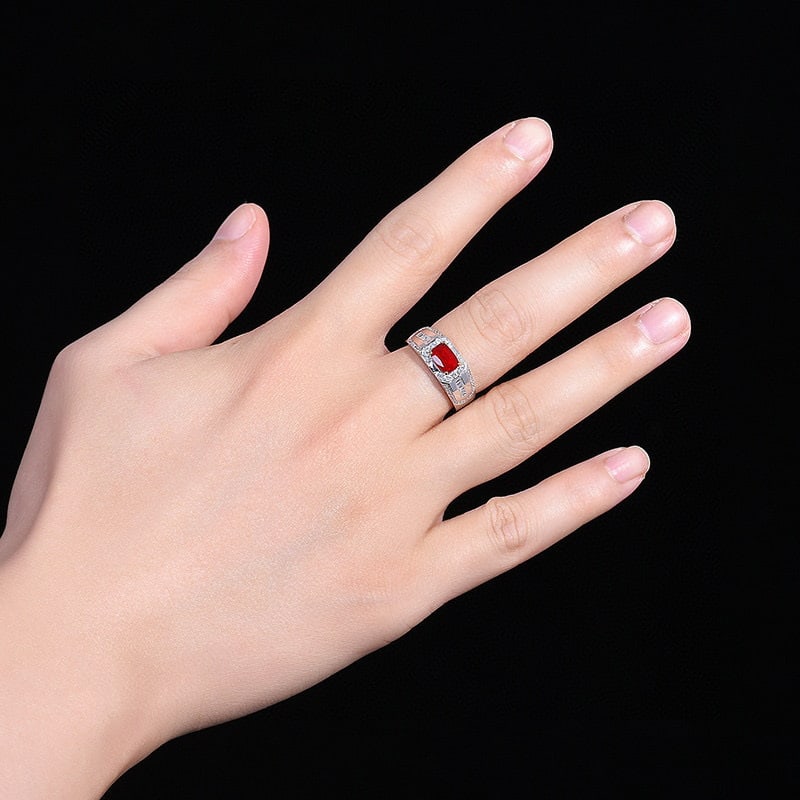 14k Gold 2.38 Ctw Natural Ruby & Diamond & Men¡¯s Ring - 6