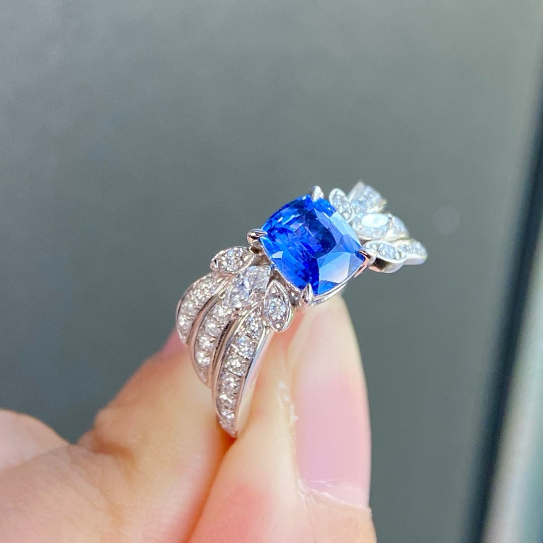 14k Gold 1.79 Ctw Natural Sapphire & Diamond Ring - 3