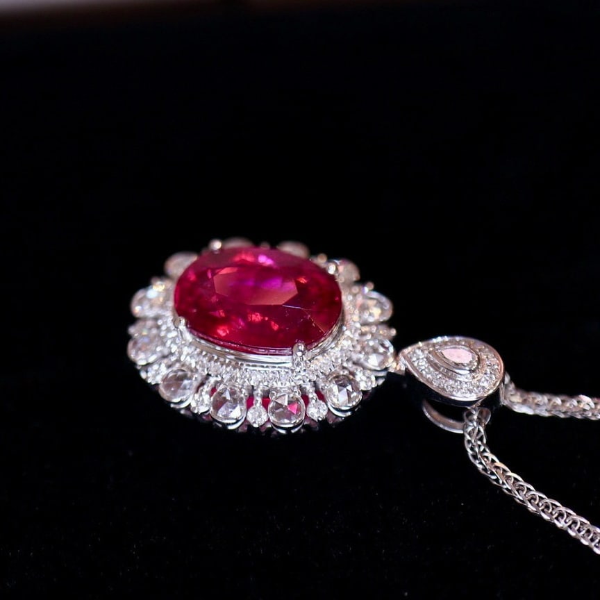 14k Gold 3.85 Ct Natural Tourmaline & Diamond Pendant( Without Chain ) - 5