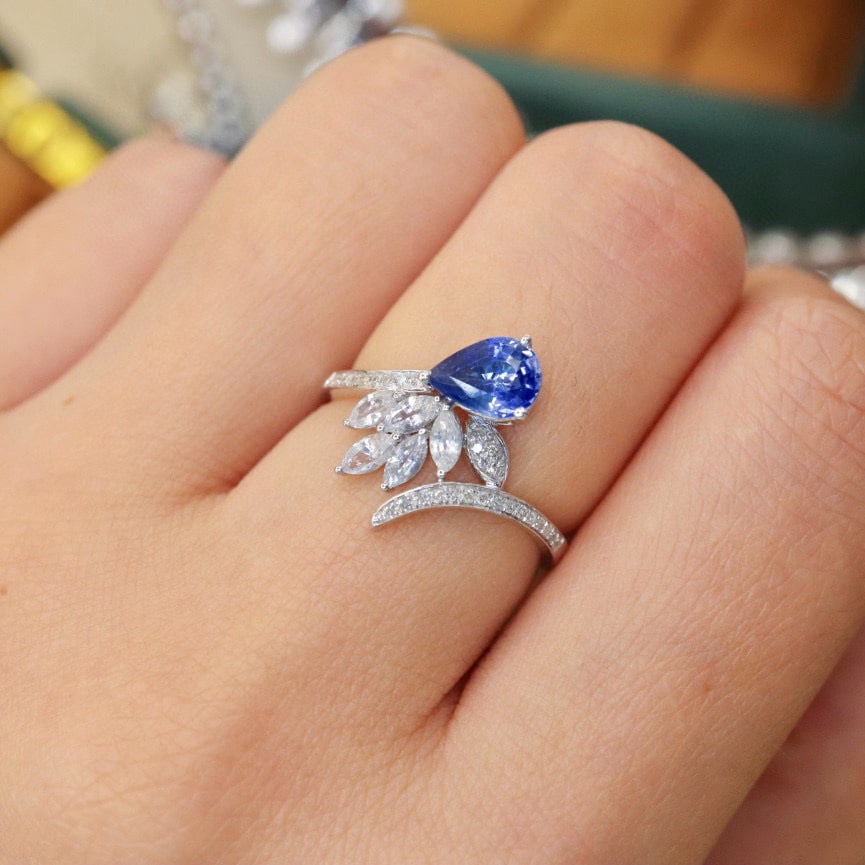 14k Gold 1.38 Ctw Natural Sapphire & Sapphire Ring - 5