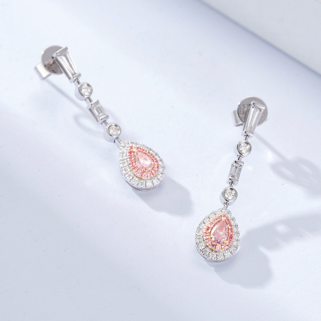 14k Gold 1.05 Ctw Natural Pink Diamond & Diamond Earrings - 3