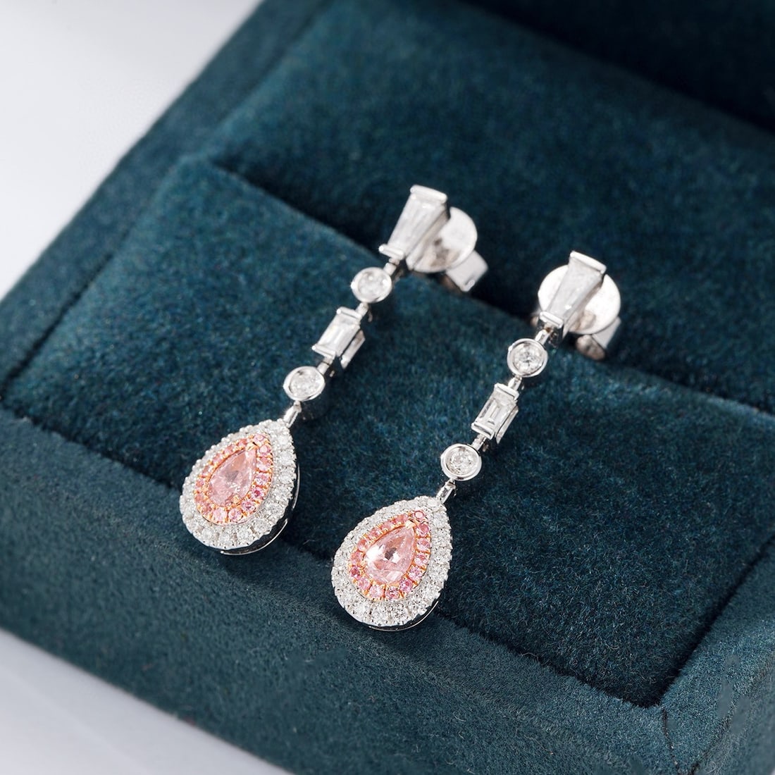 14k Gold 1.05 Ctw Natural Pink Diamond & Diamond Earrings - 4