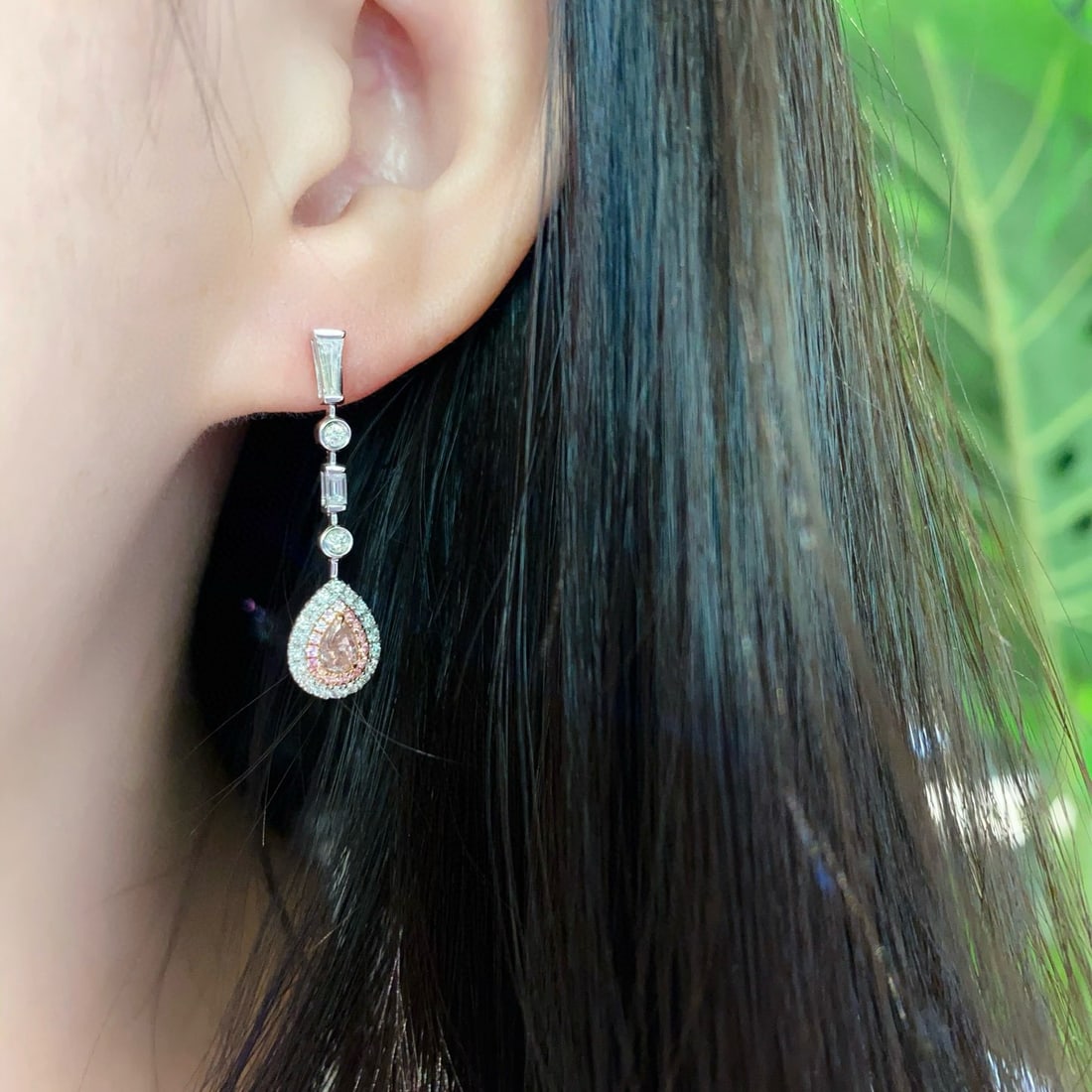 14k Gold 1.05 Ctw Natural Pink Diamond & Diamond Earrings - 6