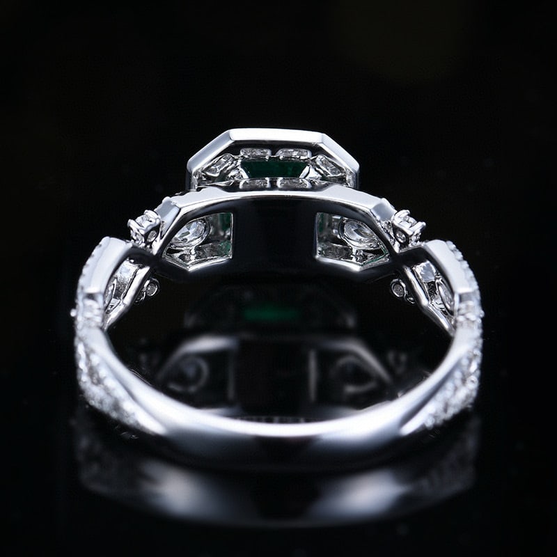 14k Gold 1.16 Ctw Vivid Green Natural Emerald & Diamond Ring - 5