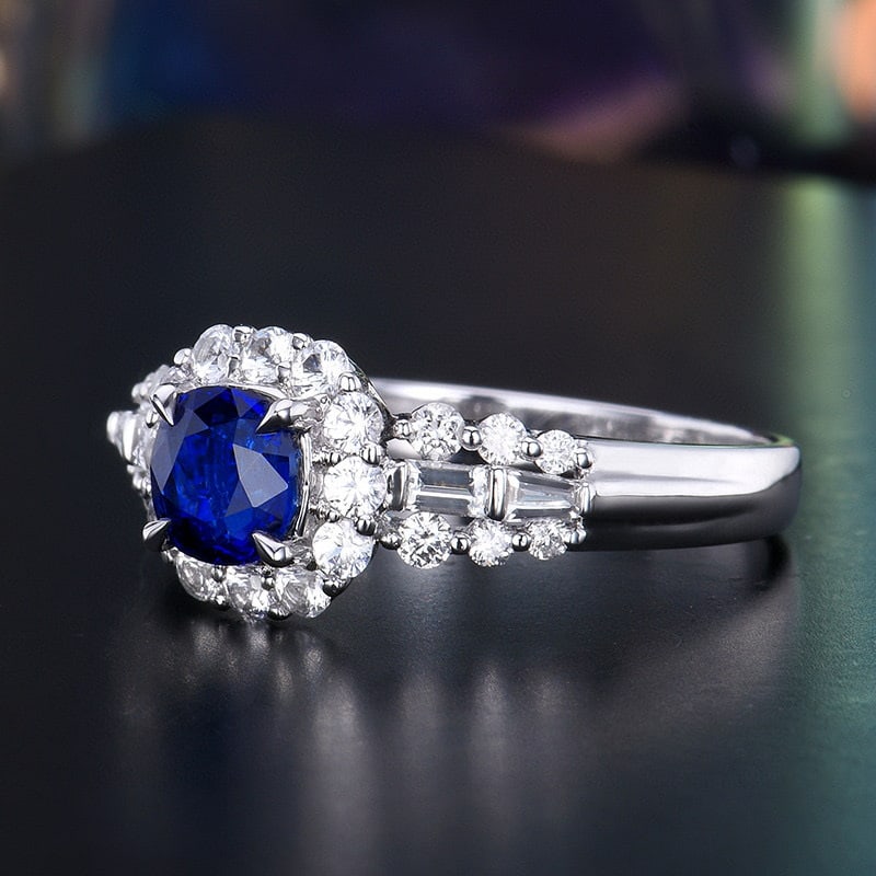 14k Gold 1.08 Ctw Natural Sapphire & Diamond Ring - 2