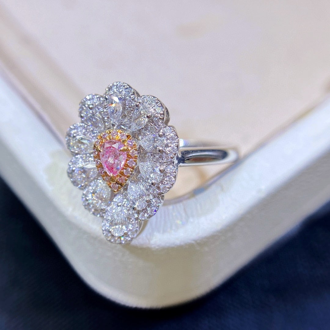 14k Gold 0.79 Ctw Natural Pink Diamond & Diamond Ring - 2