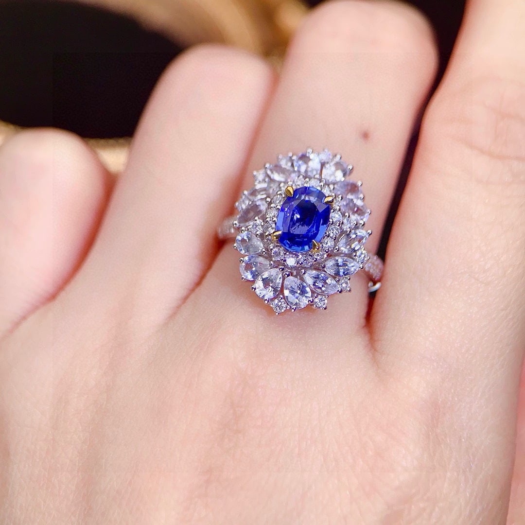 14k Gold 2.56 Ctw Natural Sapphire & Sapphire Ring - 7