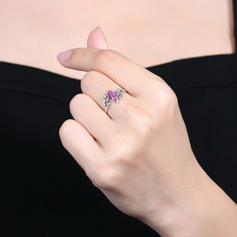 14k Gold 0.85 Ctw Natural Padparadscha Sapphire & Diamond Ring - 6