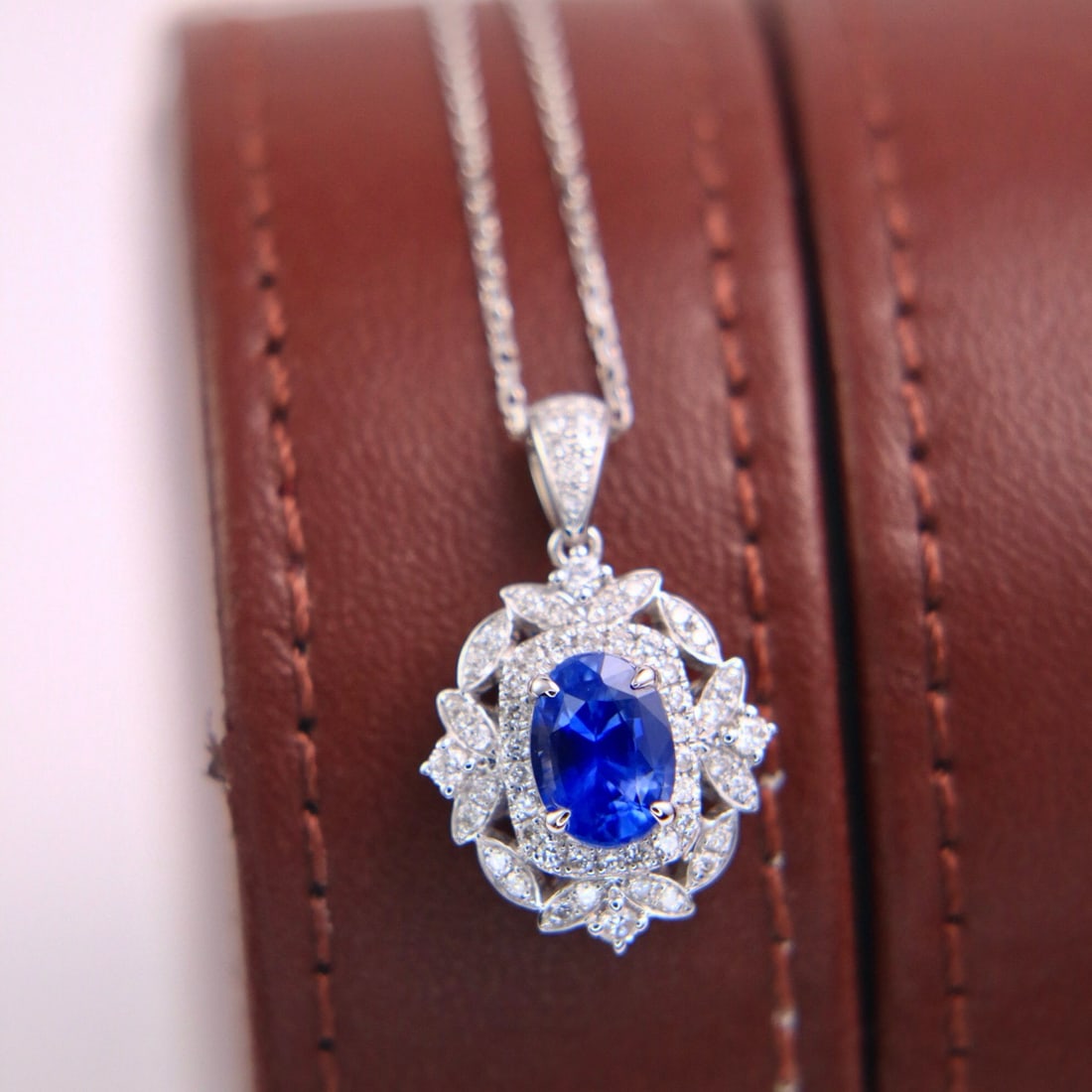 14k Gold 1.33 Ctw Natural Sapphire & Diamond Pendant( Without Chain ) - 4