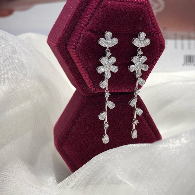 14k Gold 1.06 Ct Natural H Diamond Earrings - 2