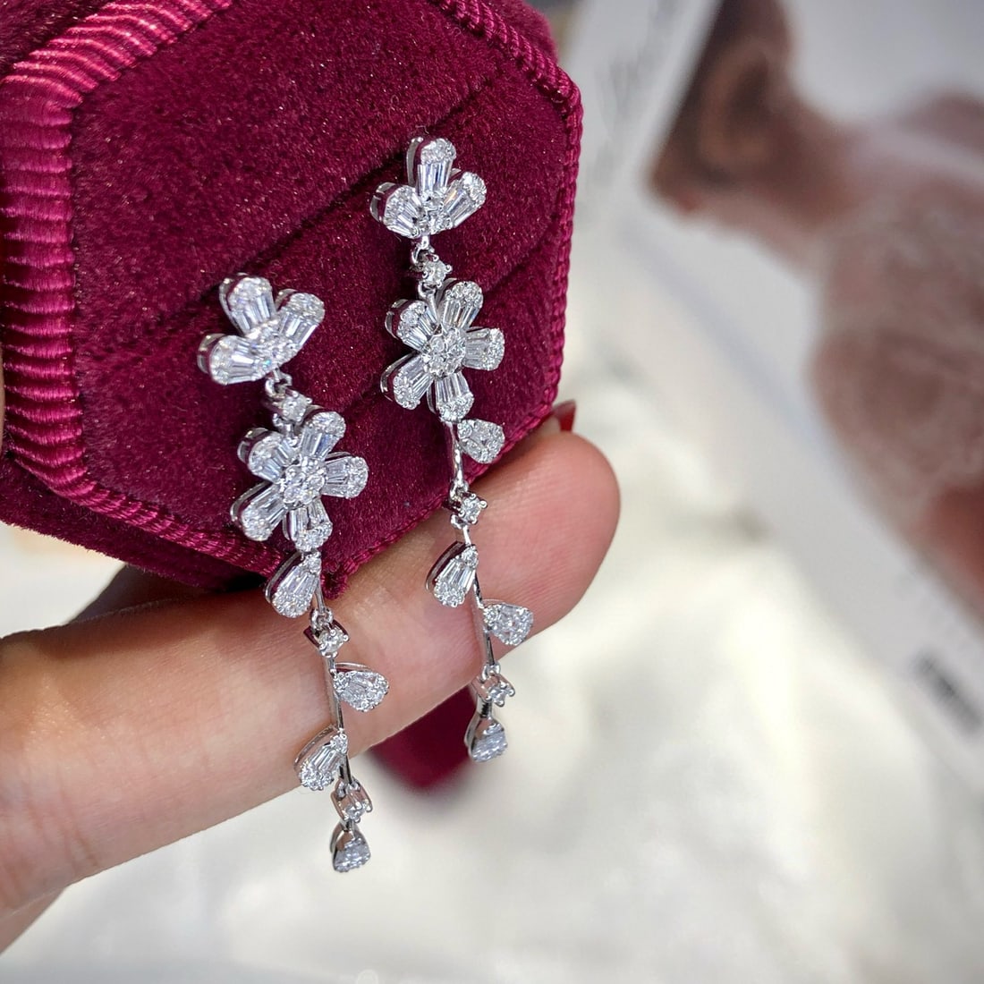 14k Gold 1.06 Ct Natural H Diamond Earrings - 5