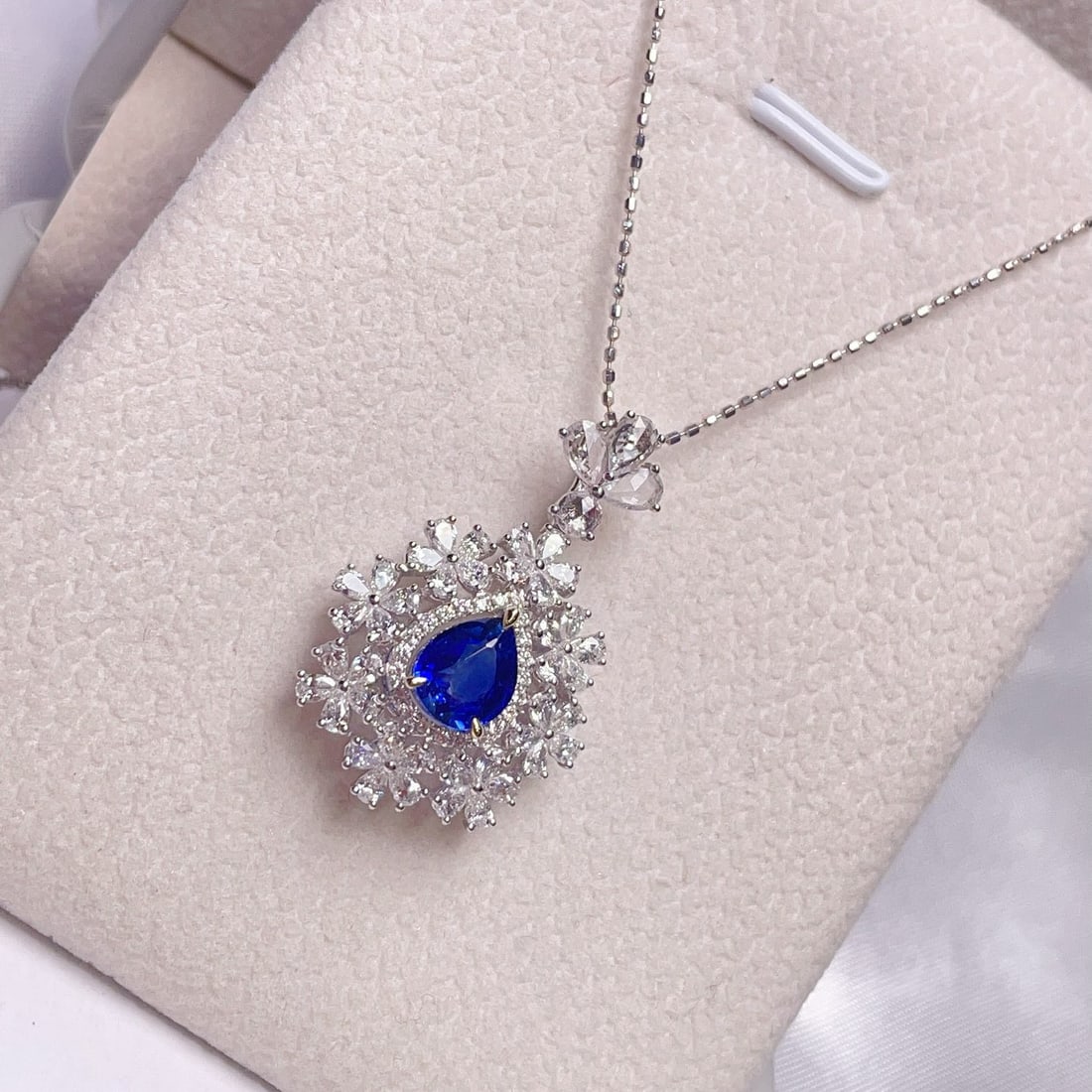 14k Gold 2.45 Ctw Natural Sapphire & Diamond Pendant( Without Chain ) - 2