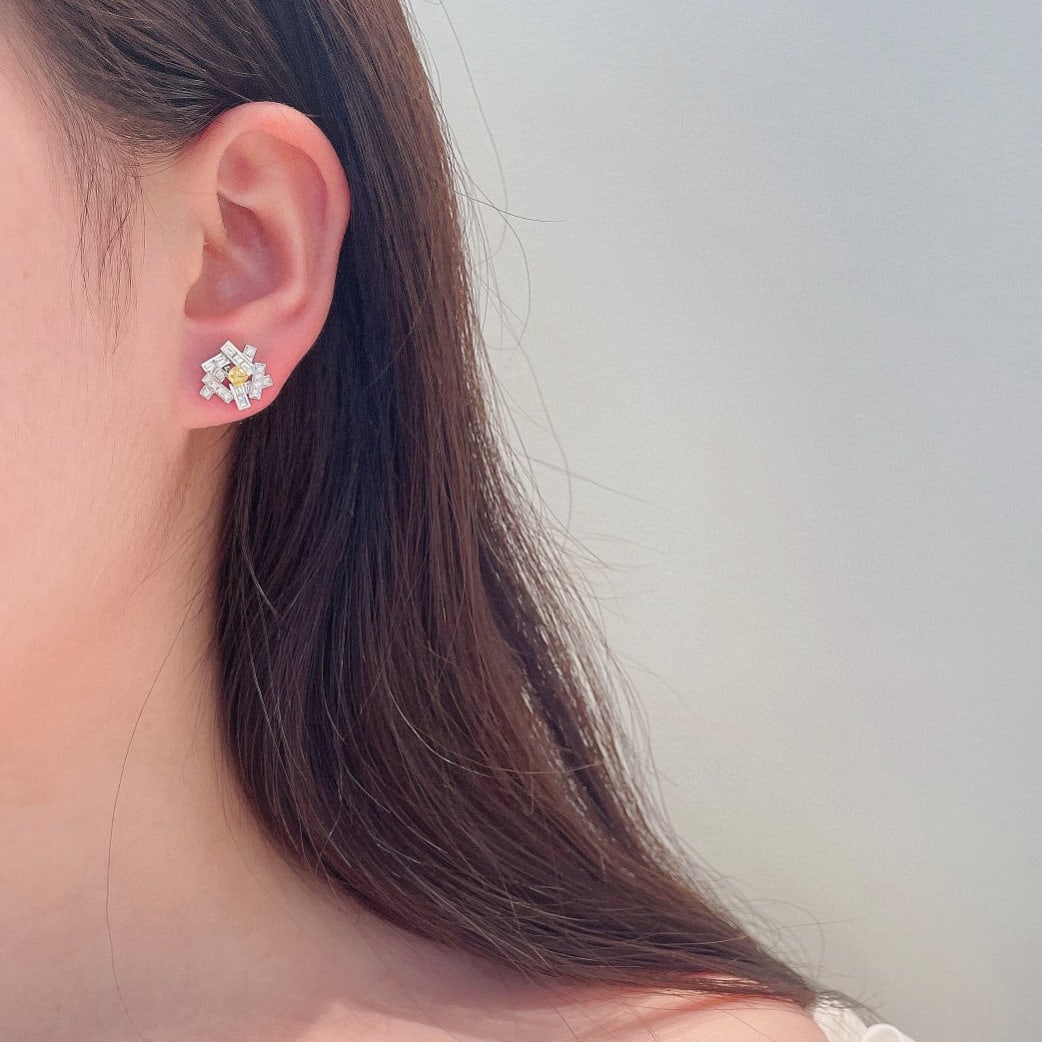 14k Gold 1.04 Ctw Natural Yellow Diamond & Diamond Earrings - 2