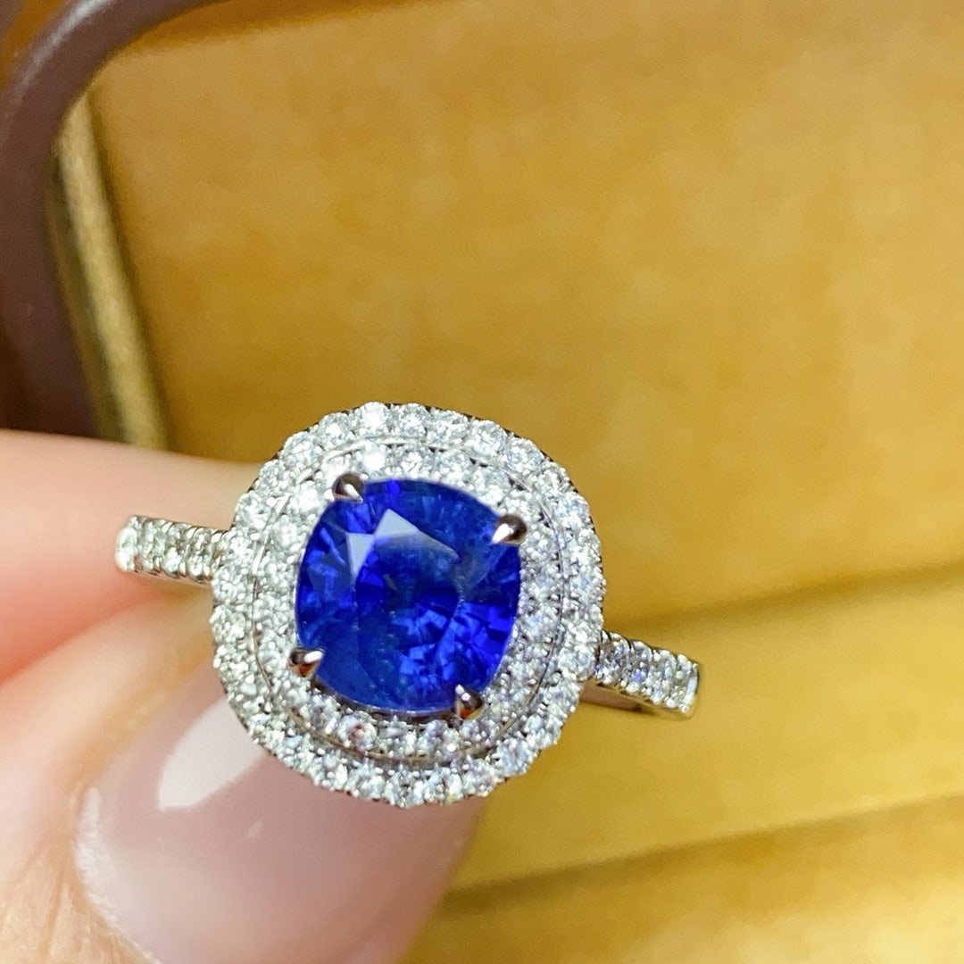 14k Gold 2.14 Ctw Natural Sapphire & Diamond Ring - 2