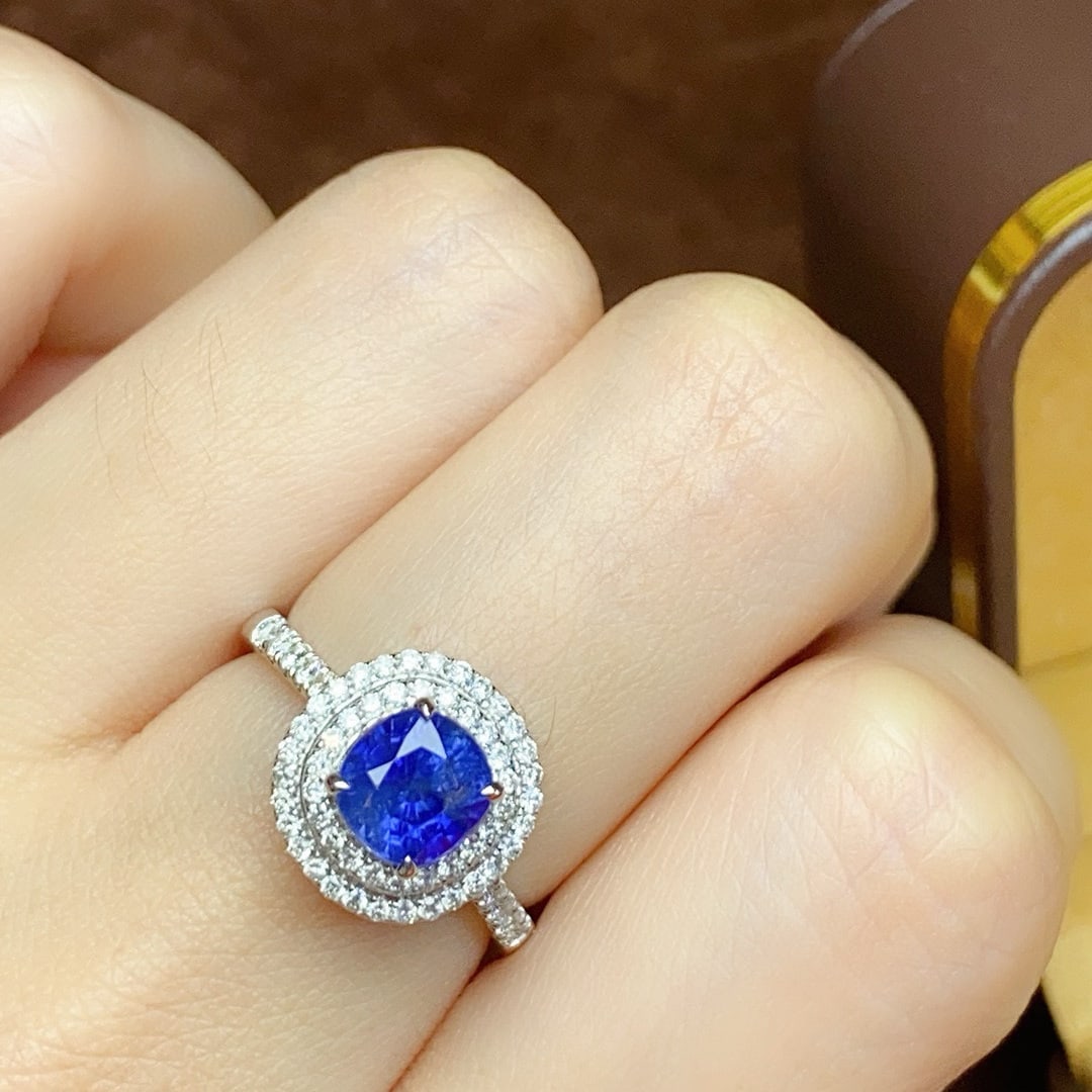 14k Gold 2.14 Ctw Natural Sapphire & Diamond Ring - 3
