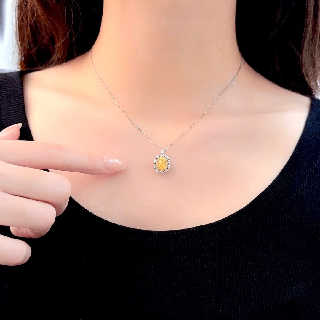 14k Gold 1.57 Ctw Natural Yellow Diamond & Diamond Ring/pendant( Without Chain ) - 2