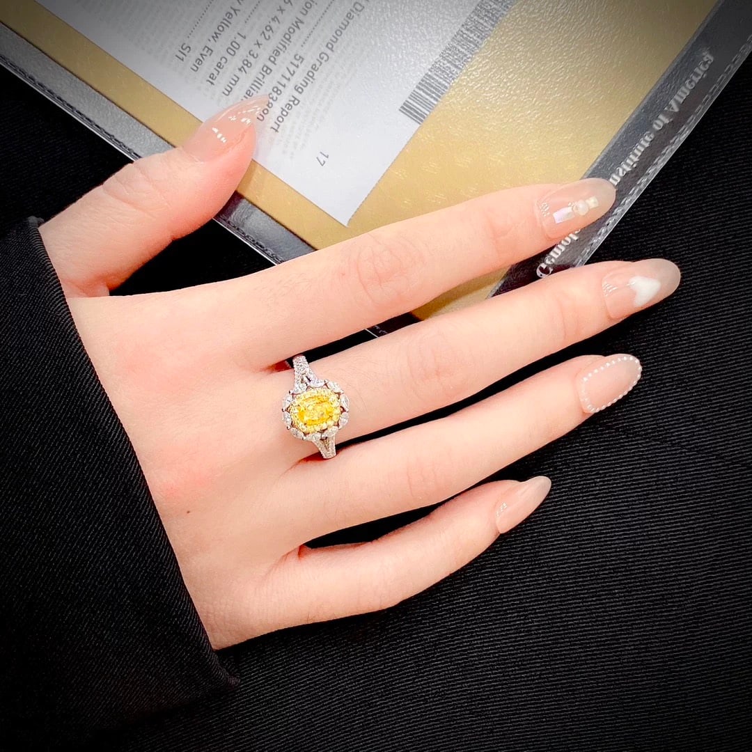 14k Gold 1.57 Ctw Natural Yellow Diamond & Diamond Ring/pendant( Without Chain ) - 3