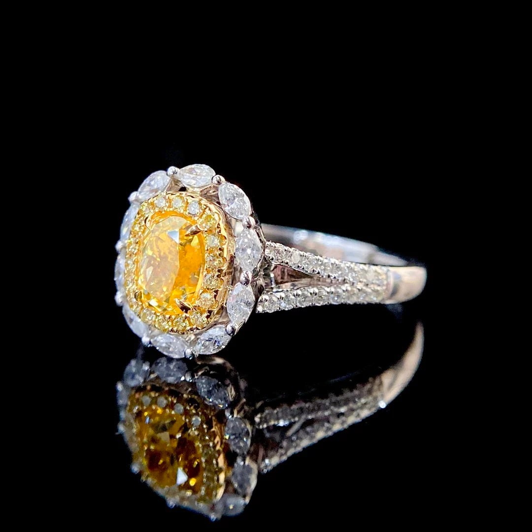 14k Gold 1.57 Ctw Natural Yellow Diamond & Diamond Ring/pendant( Without Chain ) - 4