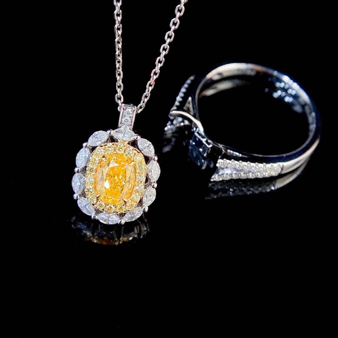 14k Gold 1.57 Ctw Natural Yellow Diamond & Diamond Ring/pendant( Without Chain ) - 5
