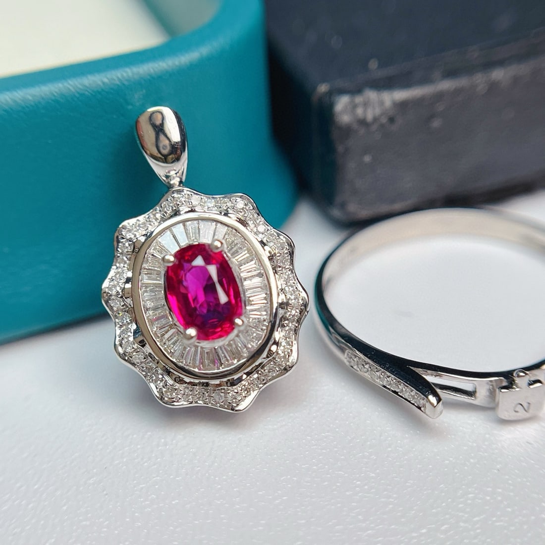 14k Gold 0.80 Ct Natural Ruby & Diamond Ring/pendant( Without Chain ) - 3