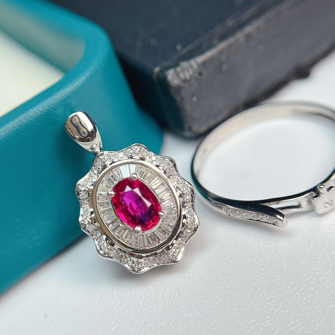 14k Gold 0.80 Ct Natural Ruby & Diamond Ring/pendant( Without Chain ) - 4