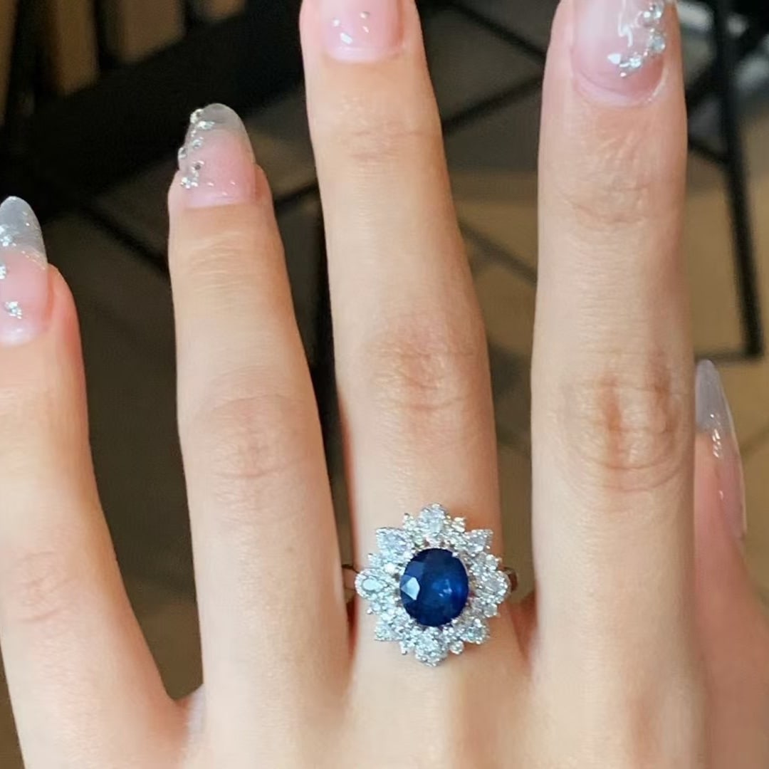 14k Gold 3.60 Ctw Natural Sapphire & Diamond Ring - 3