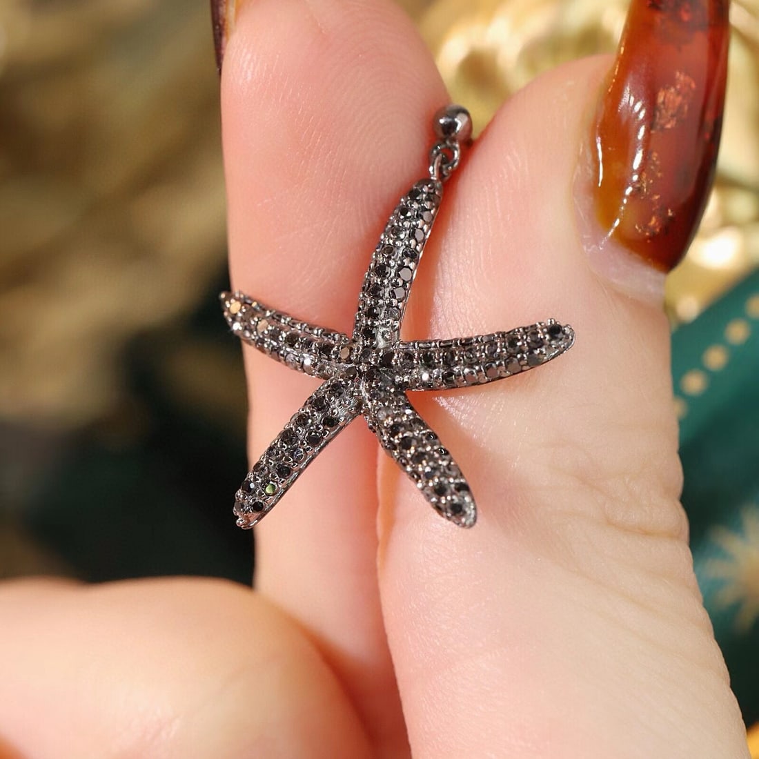 14k Gold 1.12 Ct Natural Black Diamond Earrings - 7