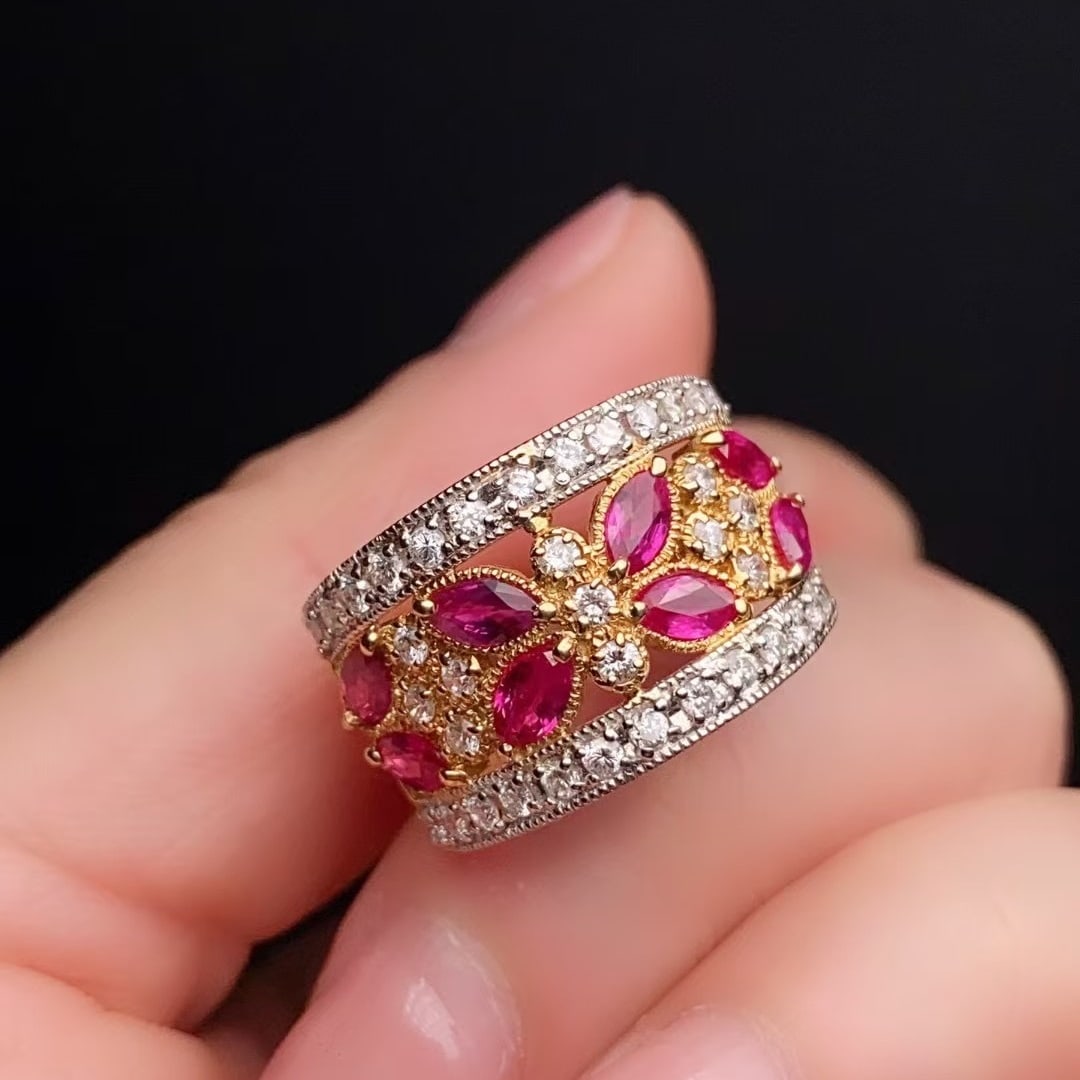14k Gold 1.80 Ctw Natural Ruby & Diamond Ring - 5