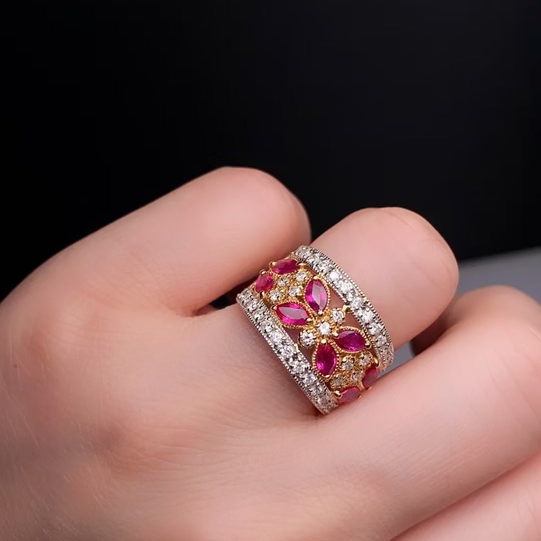 14k Gold 1.80 Ctw Natural Ruby & Diamond Ring - 6
