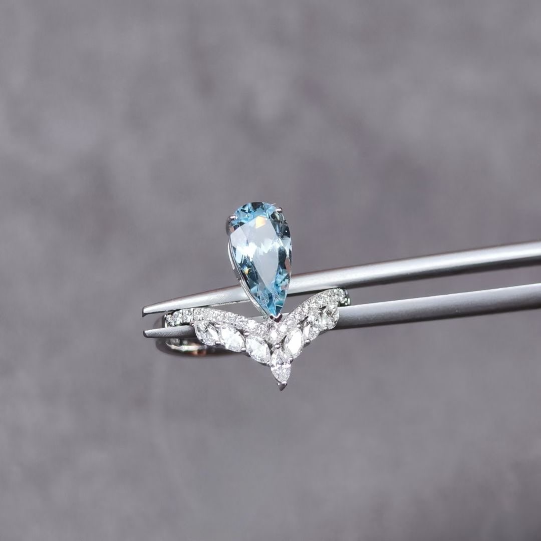 14k Gold 1.86 Ctw Natural Aquamarine & Diamond Ring - 2