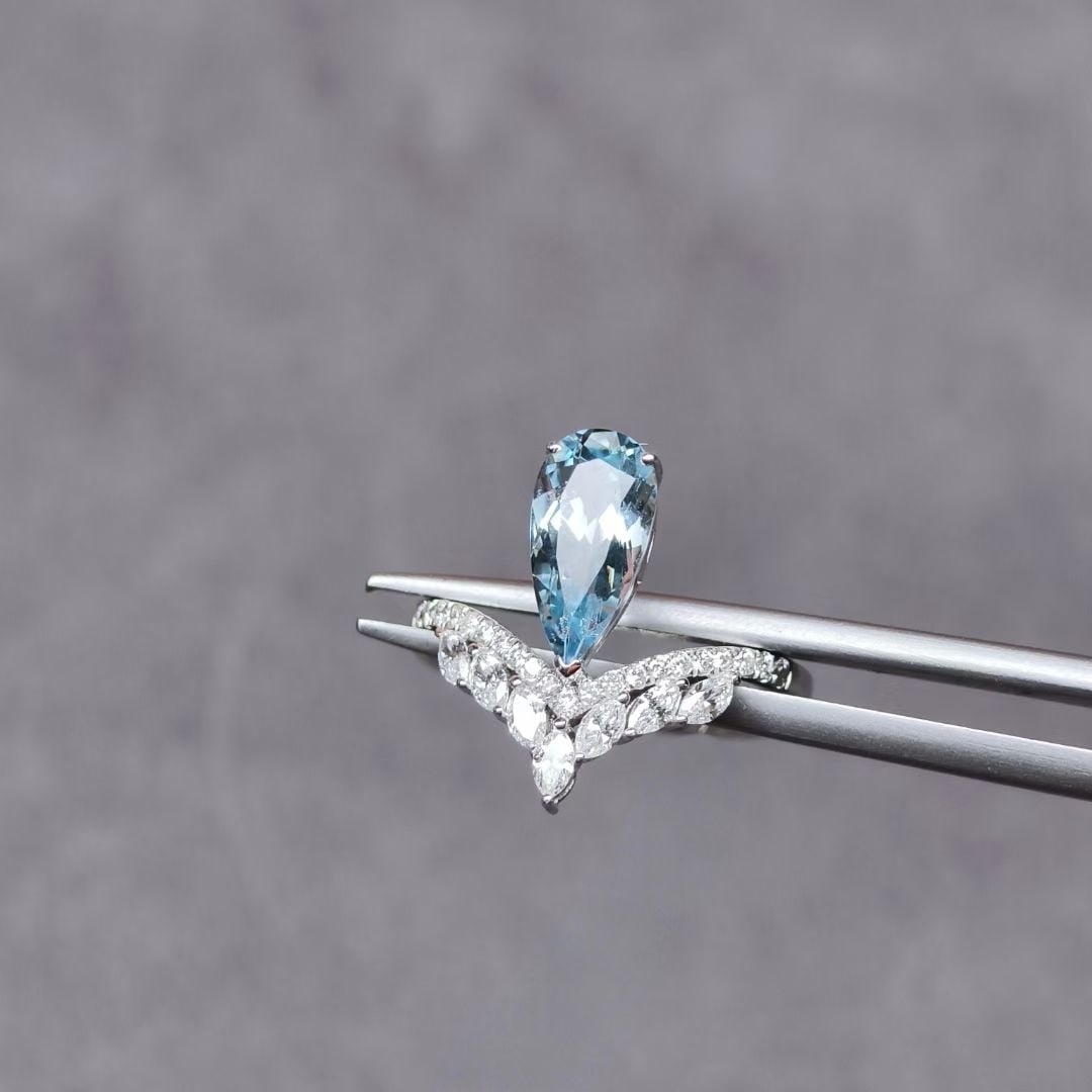 14k Gold 1.86 Ctw Natural Aquamarine & Diamond Ring - 3