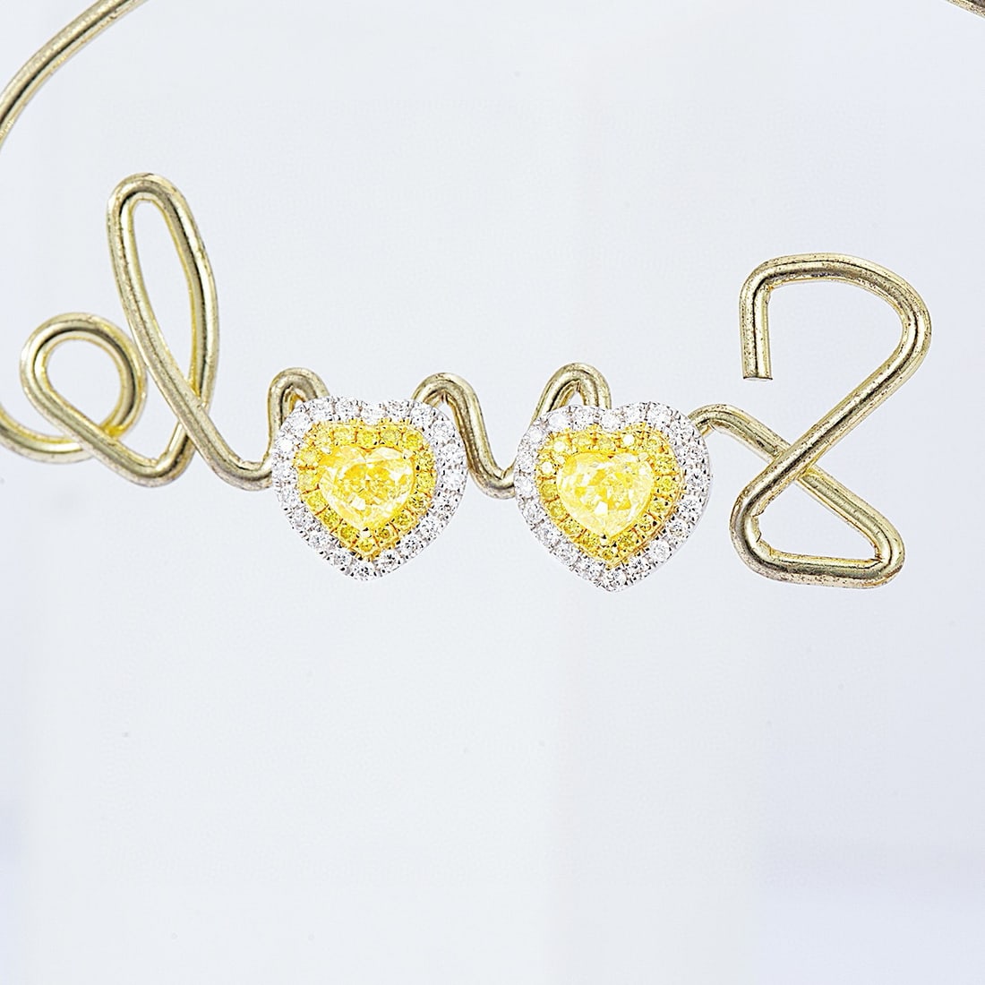 14k Gold 0.68 Ctw Natural Yellow Diamond & Diamond Earrings - 3